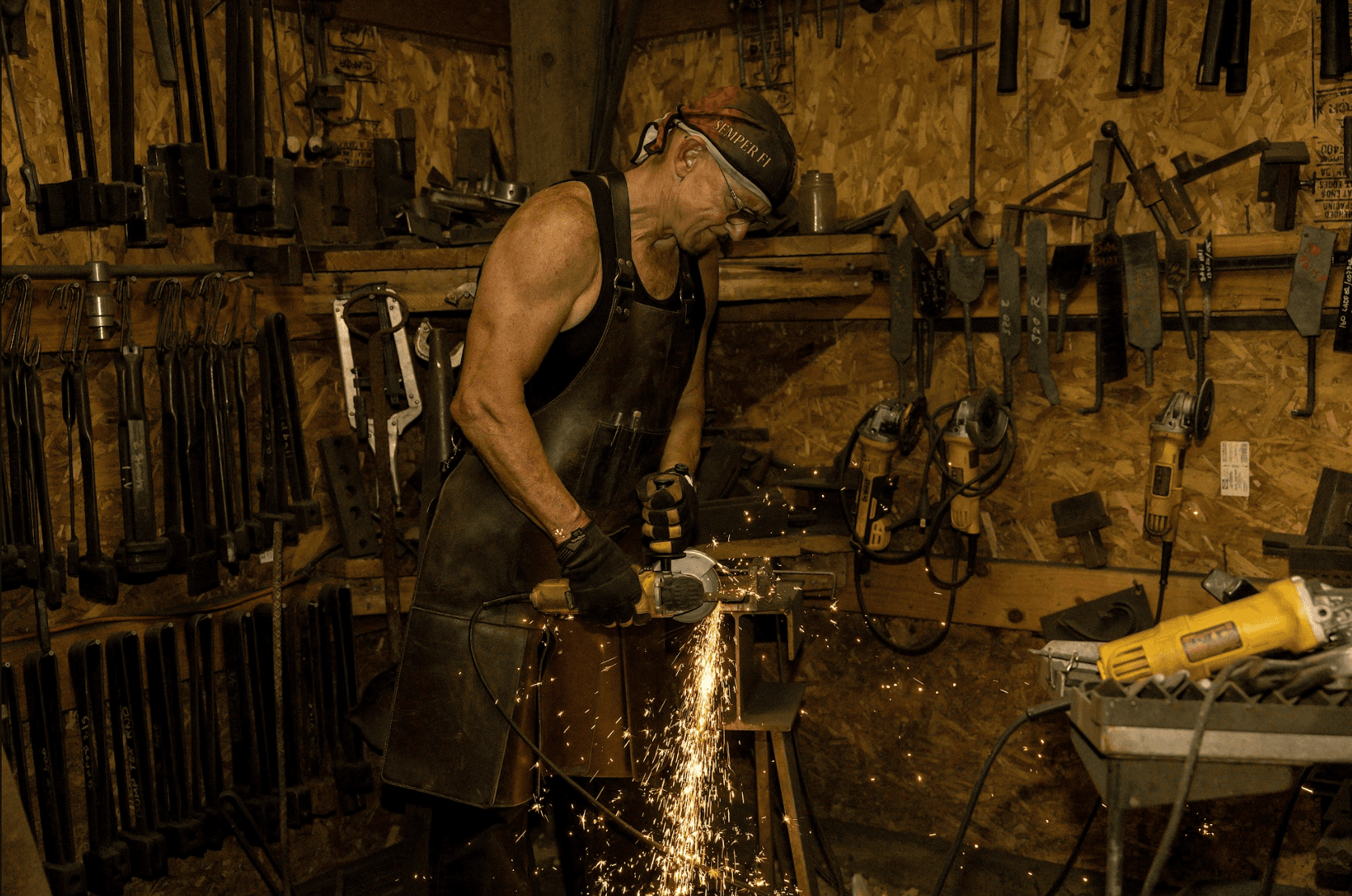 Anthony Fetters working in his forge